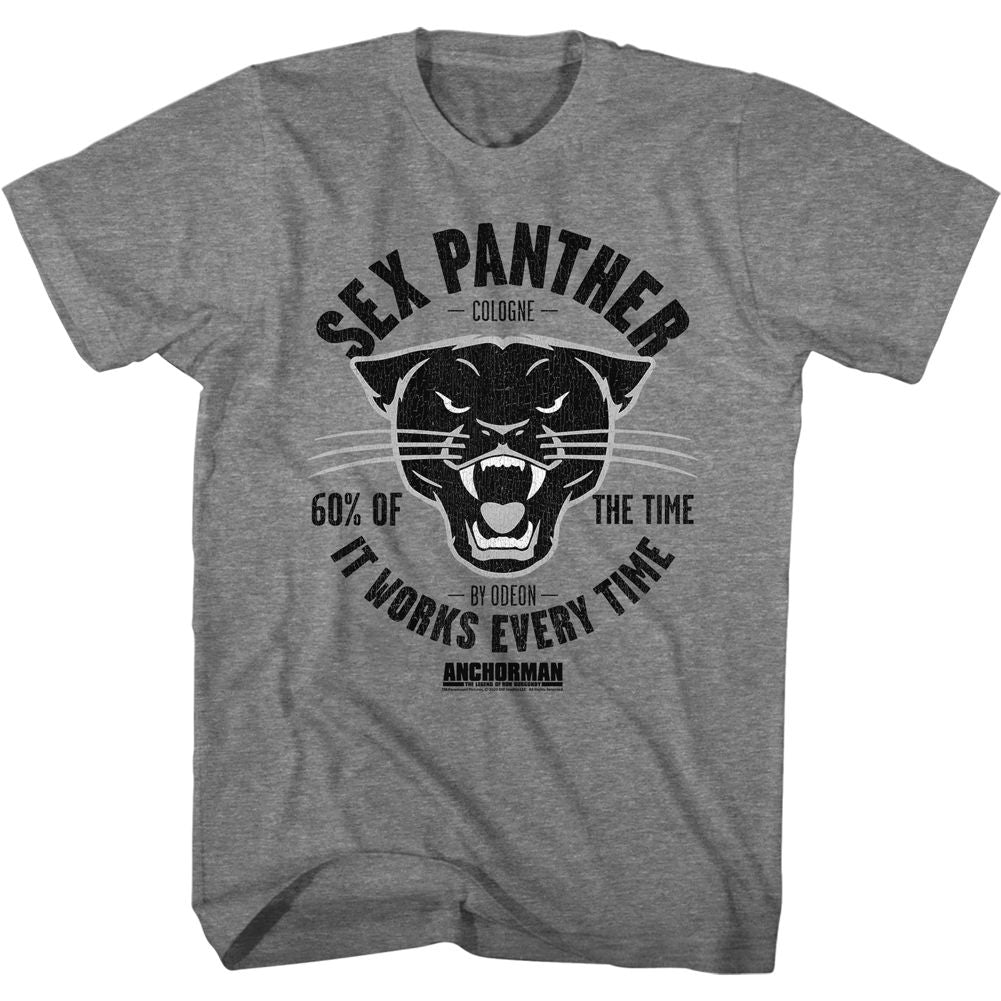 ANCHORMAN-SEX PANTHER-GRAPHITE HEATHER ADULT S/S TSHIRT