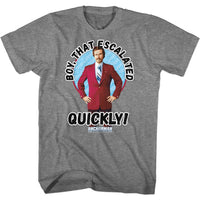 Thumbnail for ANCHORMAN-ESCALATED QUICKLY-GRAPHITE HEATHER ADULT S/S TSHIRT