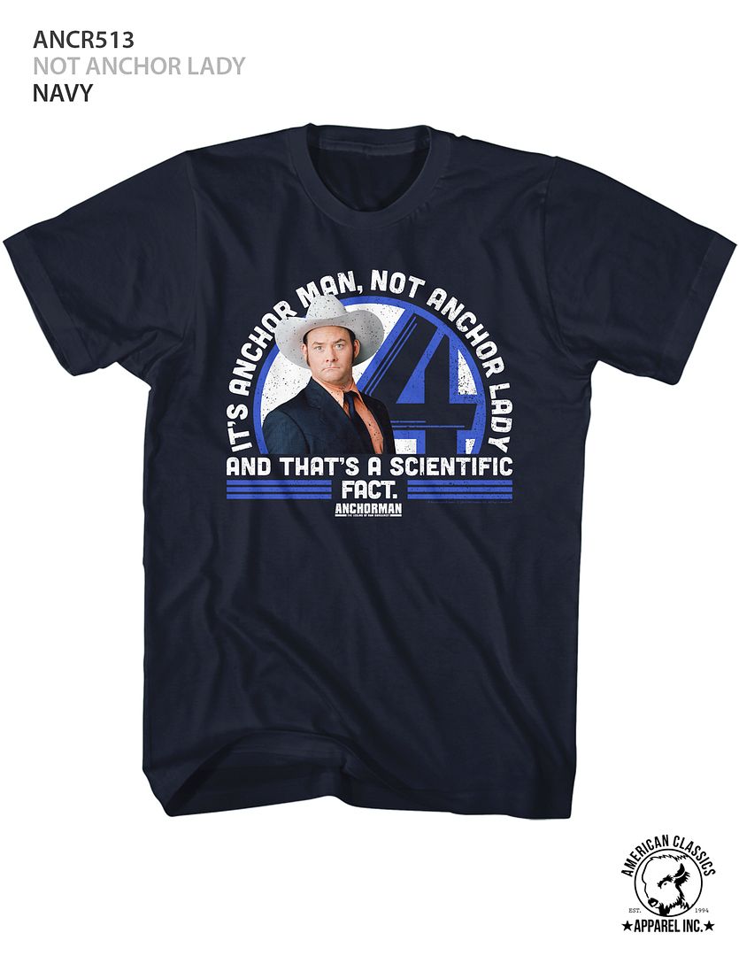 ANCHORMAN-NOT ANCHOR LADY-NAVY ADULT S/S TSHIRT