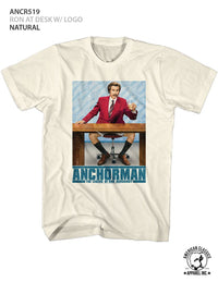 Thumbnail for ANCHORMAN-RON AT DESK W LOGO-NATURAL ADULT S/S TSHIRT