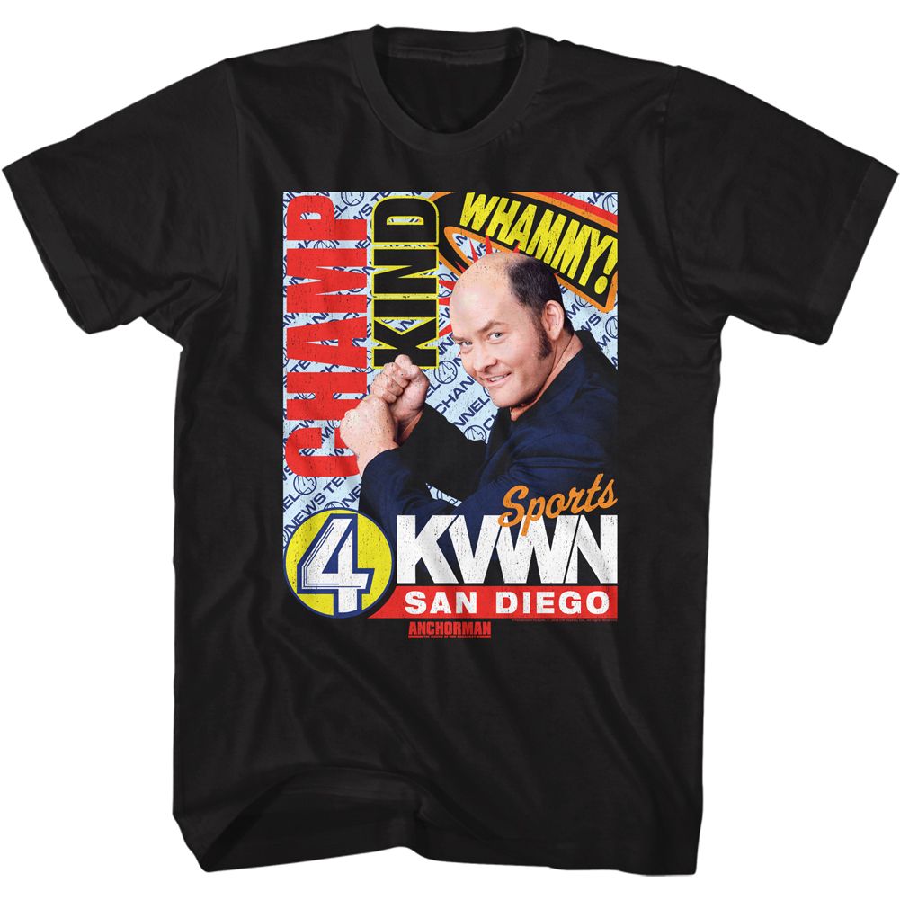 ANCHORMAN-CHAMP KIND DARK-BLACK ADULT S/S TSHIRT
