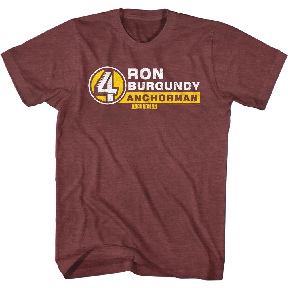 ANCHORMAN-R BURG NAME TAG-VINTAGE MAROON HEATHER ADULT S/S TSHIRT