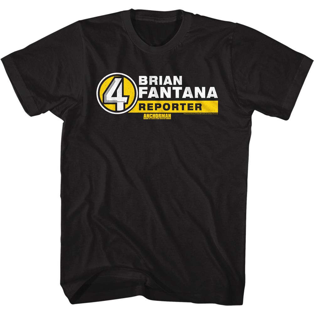 ANCHORMAN-B FANTANA NAME TAG-BLACK ADULT S/S TSHIRT