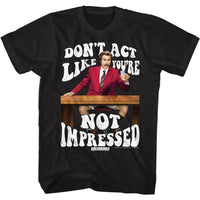 Thumbnail for ANCHORMAN-NOT IMPRESSED-BLACK ADULT S/S TSHIRT