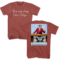 Thumbnail for ANCHORMAN-ANCHORMAN STAY CLASSY FRONT AND BACK-TERRACOTTA ADULT S/S TSHIRT