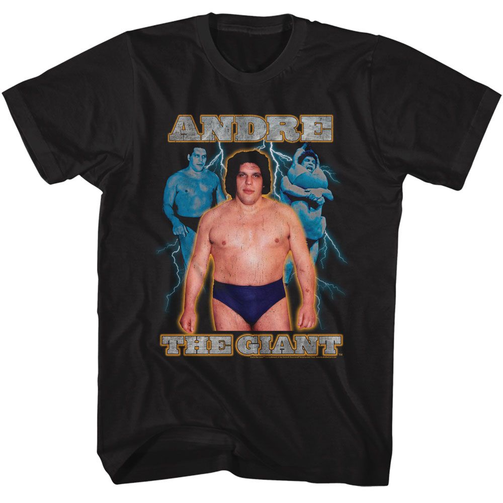 ANDRE THE GIANT-ANDRE THE GIANT LIGHTNING-BLACK ADULT S/S TSHIRT