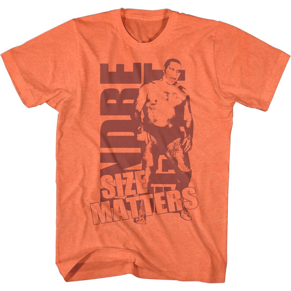 ANDRE THE GIANT-SIZE PEACH-BRIGHT ORANGE HEATHER ADULT S/S TSHIRT