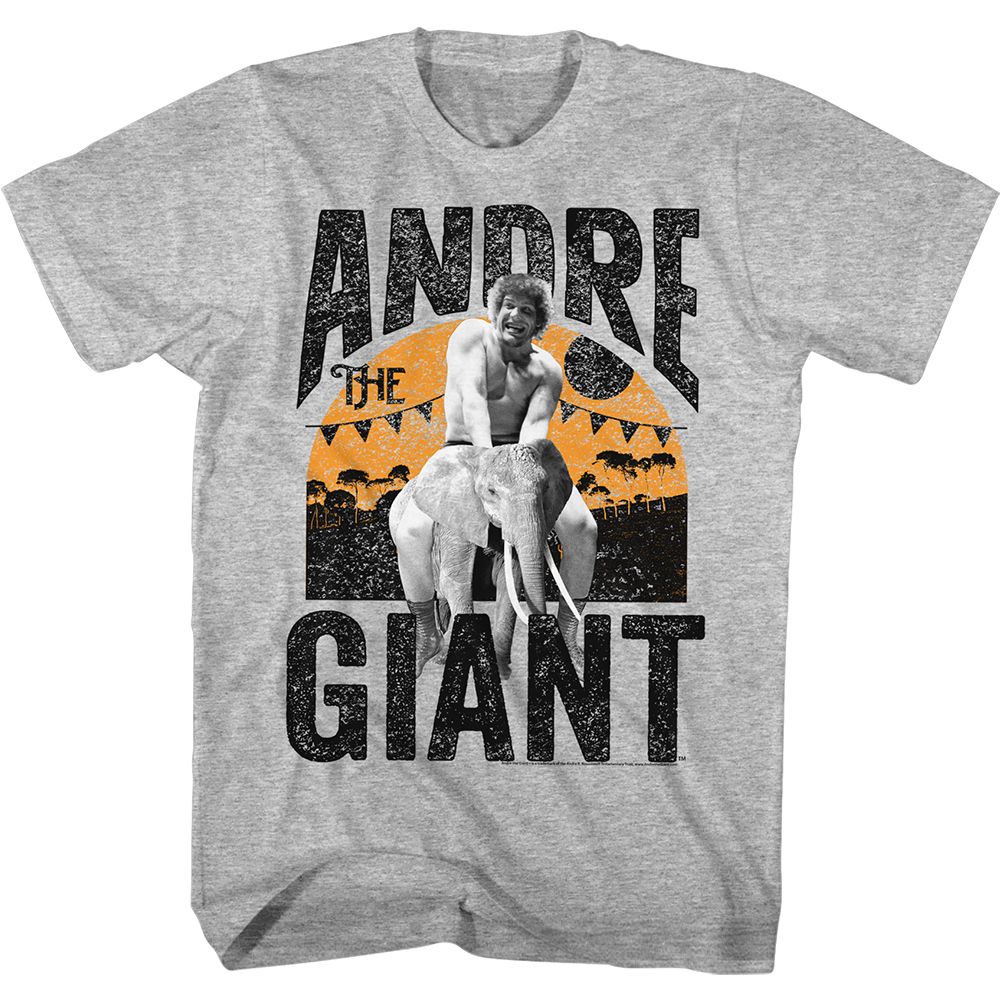 ANDRE THE GIANT-ELEPHANT RIDE-GRAY HEATHER ADULT S/S TSHIRT