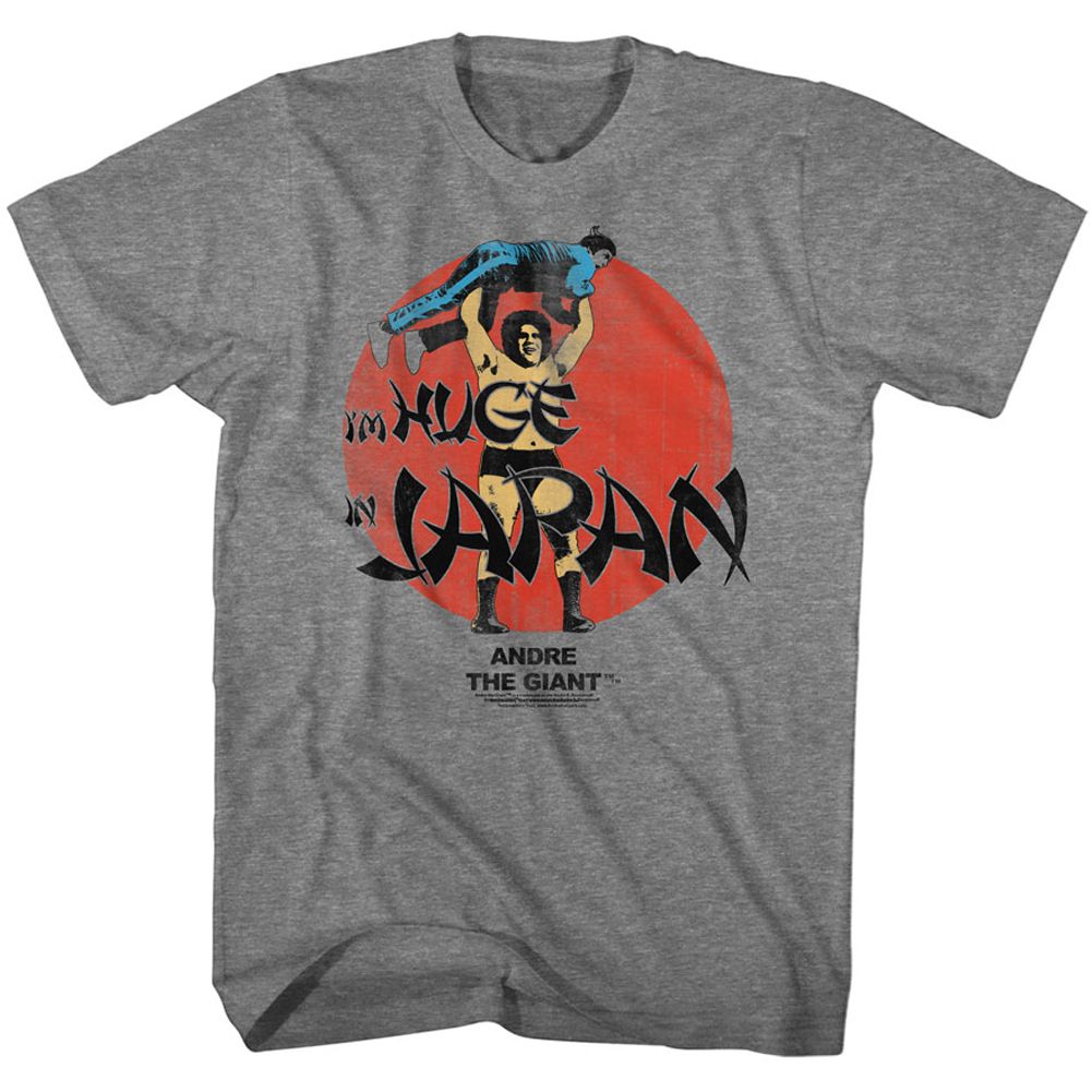 ANDRE THE GIANT-HUGE-GRAPHITE HEATHER ADULT S/S TSHIRT