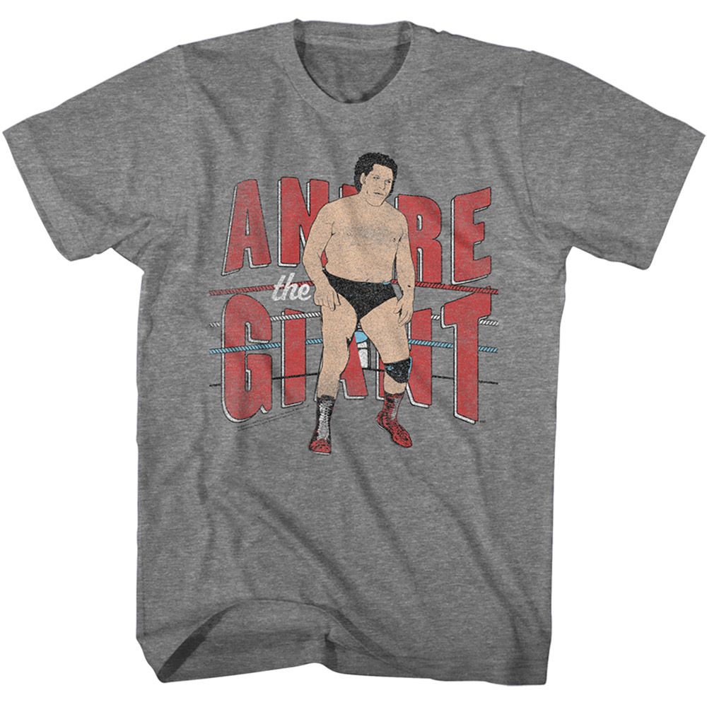 ANDRE THE GIANT-ANDRE THE GIANT ANDRE AND ROPES-GRAPHITE HEATHER ADULT S/S TSHIRT