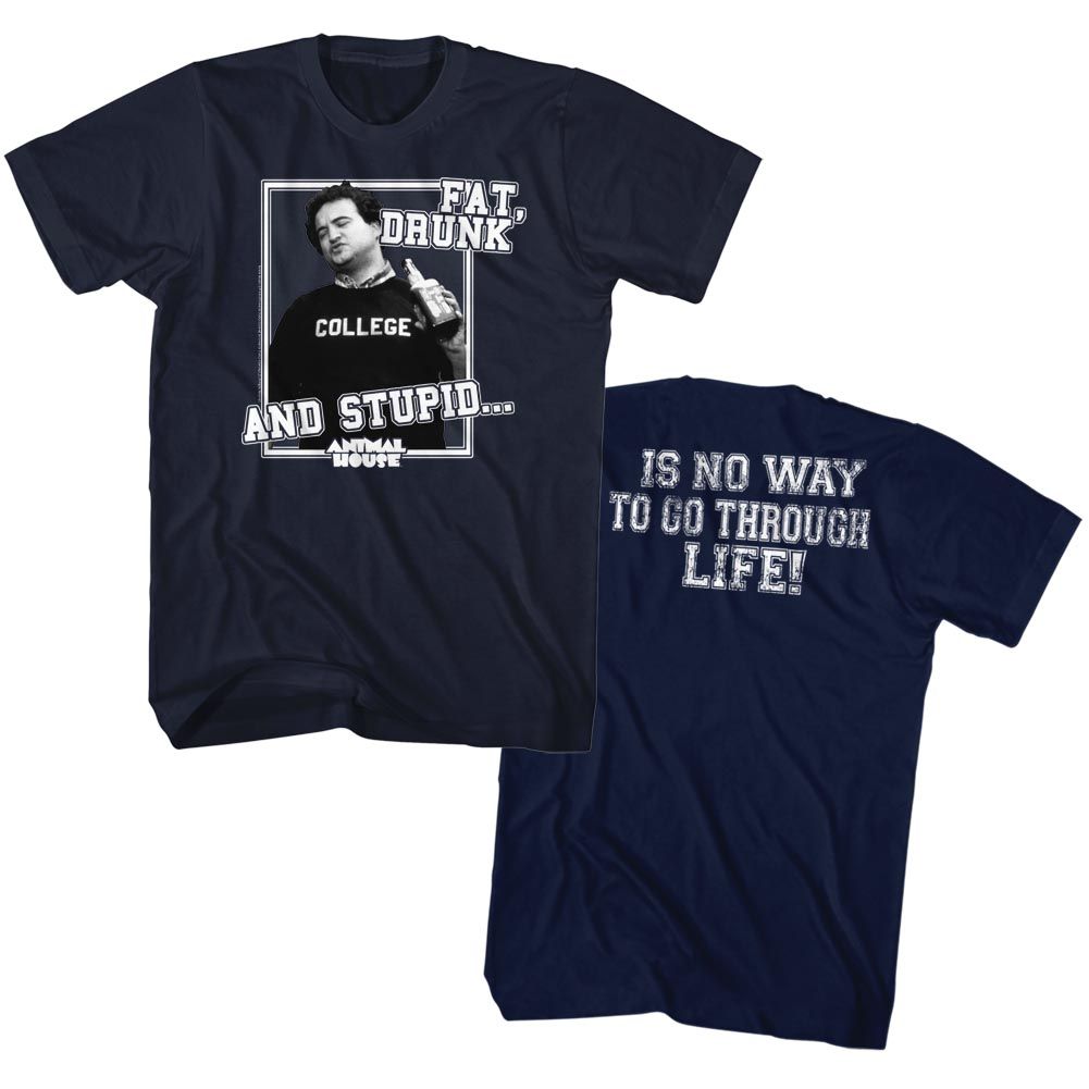 ANIMAL HOUSE-DRUNK AND STUPID-NAVY ADULT S/S TSHIRT