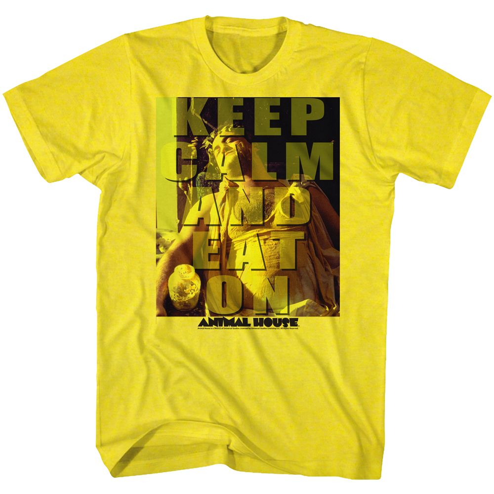 ANIMAL HOUSE-EAT ON-YELLOW ADULT S/S TSHIRT