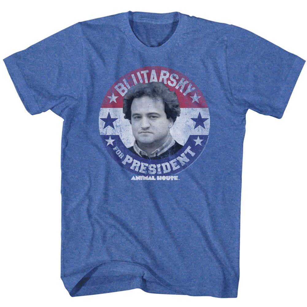 ANIMAL HOUSE-BLUTARSKY FOR PREZ-ROYAL HEATHER ADULT S/S TSHIRT
