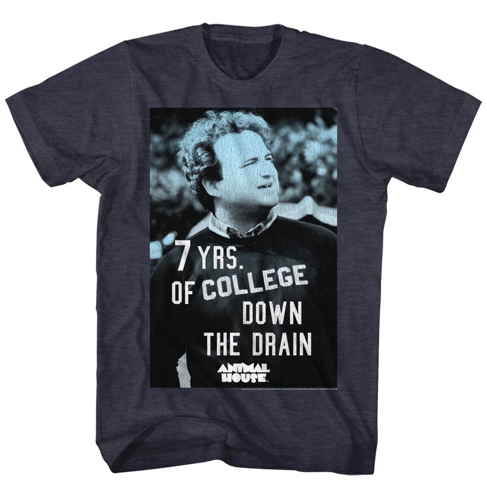 ANIMAL HOUSE-7YEARSDOWN-NAVY HEATHER ADULT S/S TSHIRT