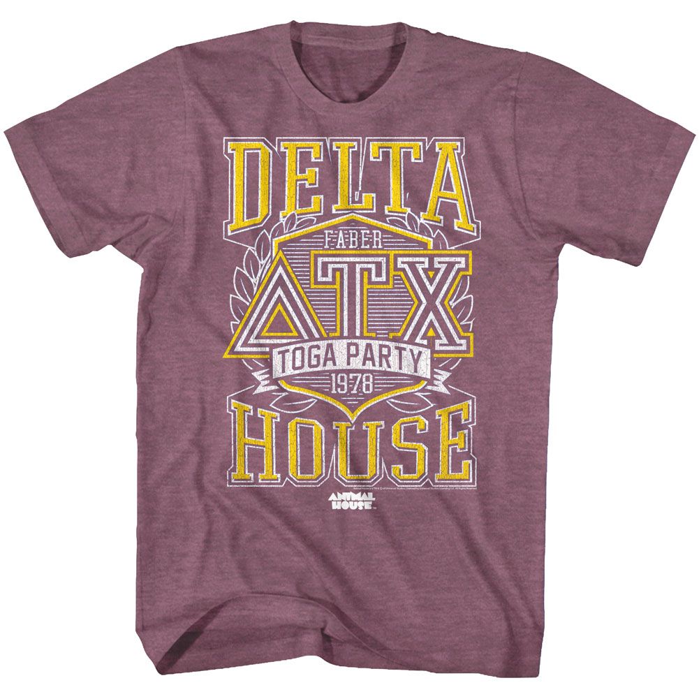 ANIMAL HOUSE-TOGAPARTY78-LIGHT MAROON HEATHER ADULT S/S TSHIRT