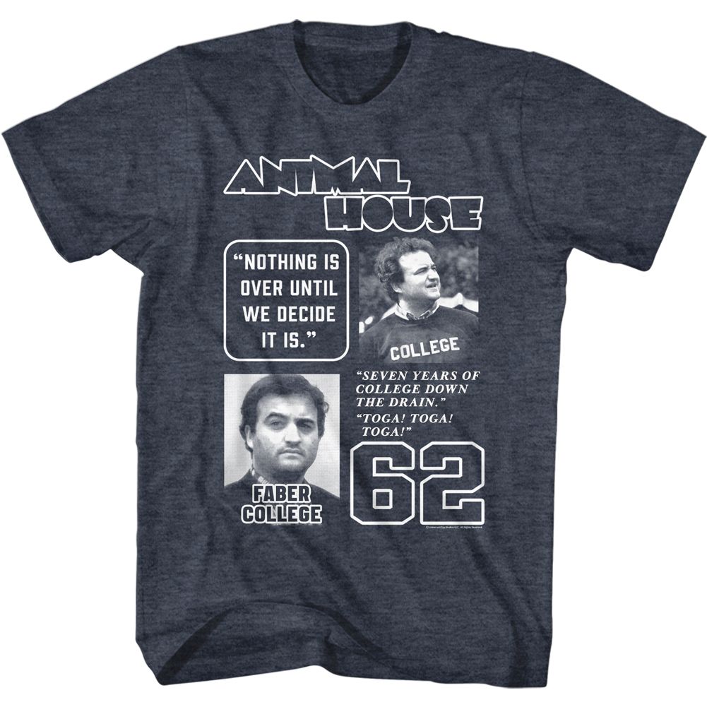 ANIMAL HOUSE-MULTI QUOTE-NAVY HEATHER ADULT S/S TSHIRT