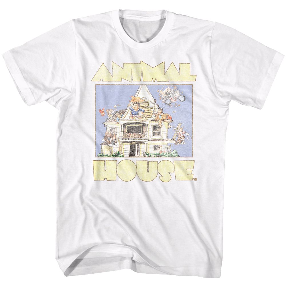 ANIMAL HOUSE-CARTOON-WHITE ADULT S/S TSHIRT
