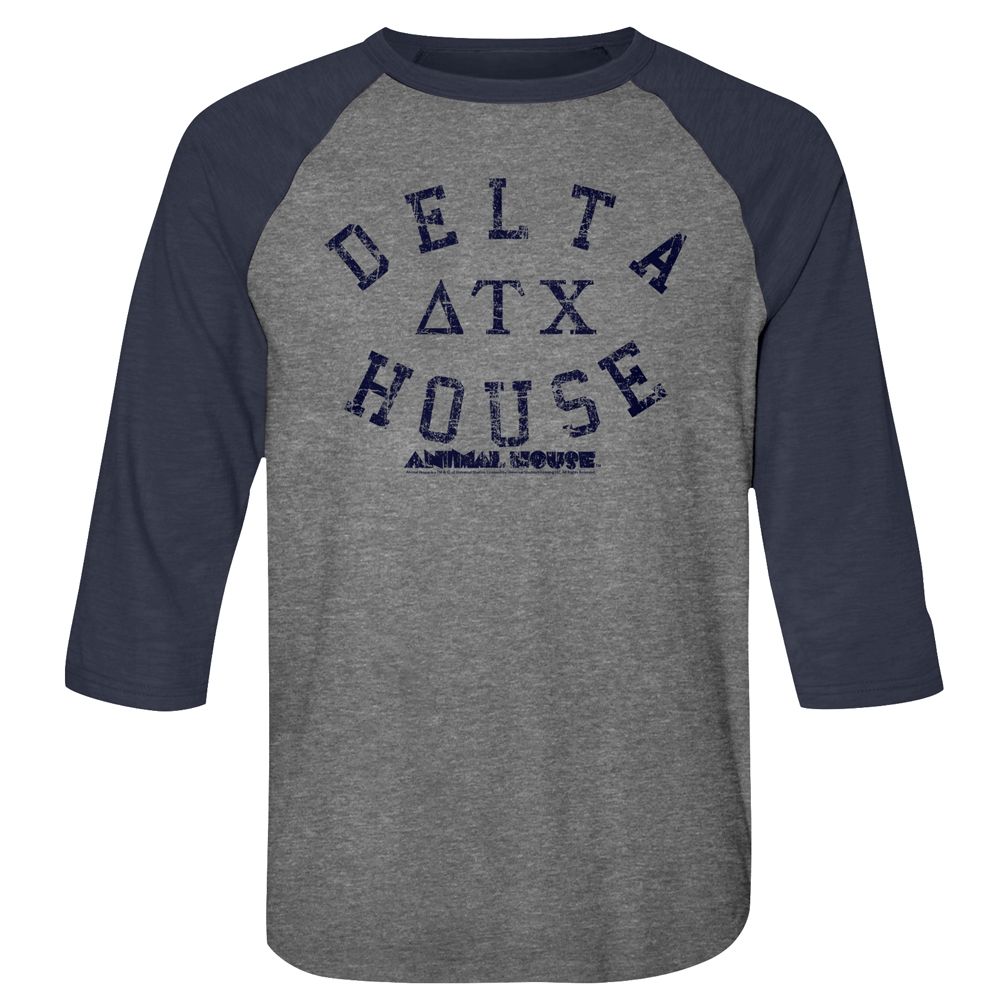 ANIMAL HOUSE-DELTA HOUSE-PREMIUM HEATHER/VINTAGE NAVY ADULT 3/4 SLEEVE RAGLAN