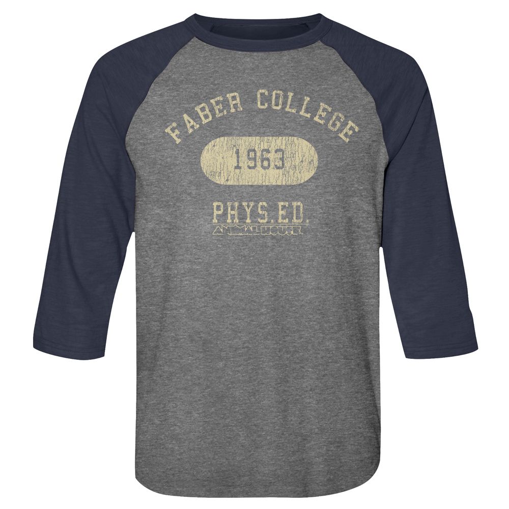 ANIMAL HOUSE-FABER PHYS ED-PREMIUM HEATHER/VINTAGE NAVY ADULT 3/4 SLEEVE RAGLAN