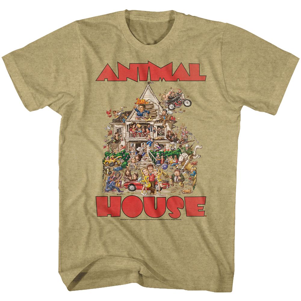 ANIMAL HOUSE-THE HOUSE-KHAKI HEATHER ADULT S/S TSHIRT