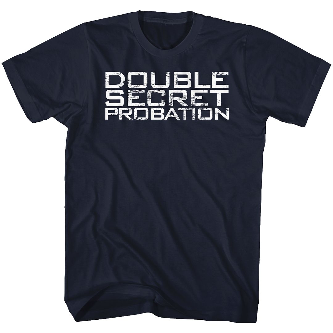 ANIMAL HOUSE-DOUBLE SECRET PROBATION-NAVY ADULT S/S TSHIRT