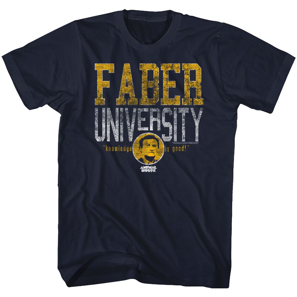 ANIMAL HOUSE-FABER UNIVERSITY-NAVY ADULT S/S TSHIRT