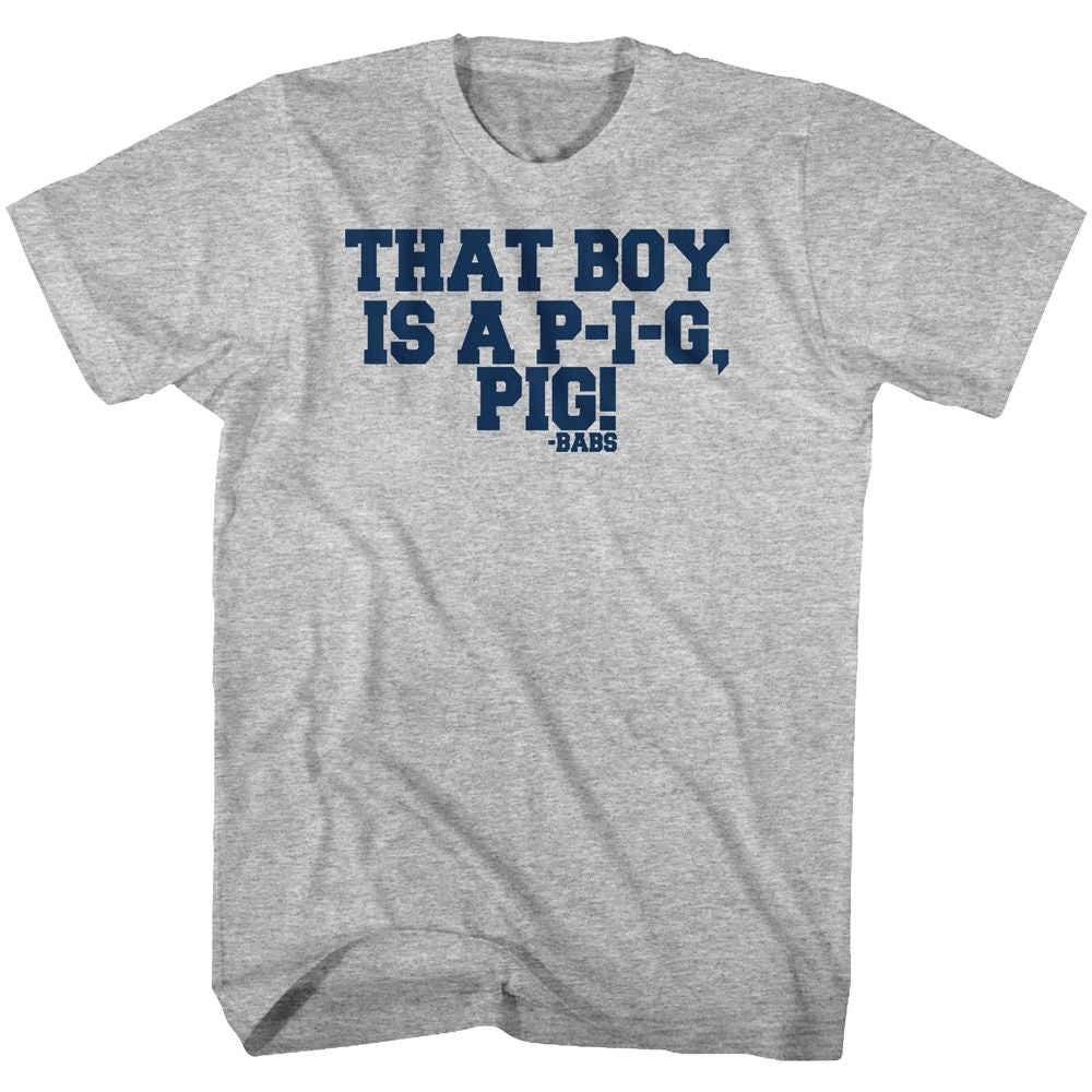 ANIMAL HOUSE-LITTLE PIGGIE-GRAY HEATHER ADULT S/S TSHIRT