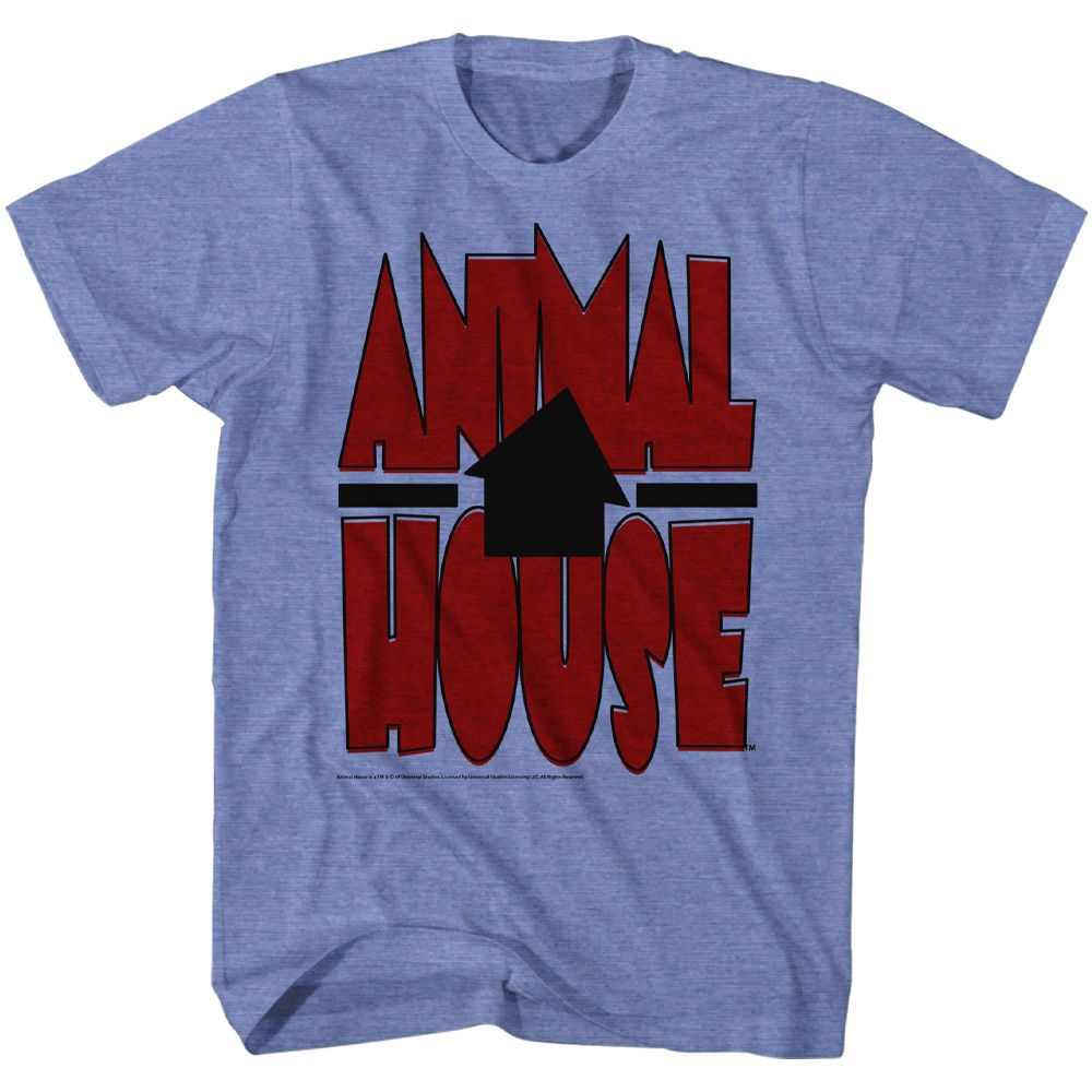 ANIMAL HOUSE-TILTED HOUSE-LIGHT BLUE HEATHER ADULT S/S TSHIRT