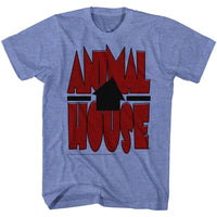 Thumbnail for ANIMAL HOUSE-TILTED HOUSE-LIGHT BLUE HEATHER ADULT S/S TSHIRT