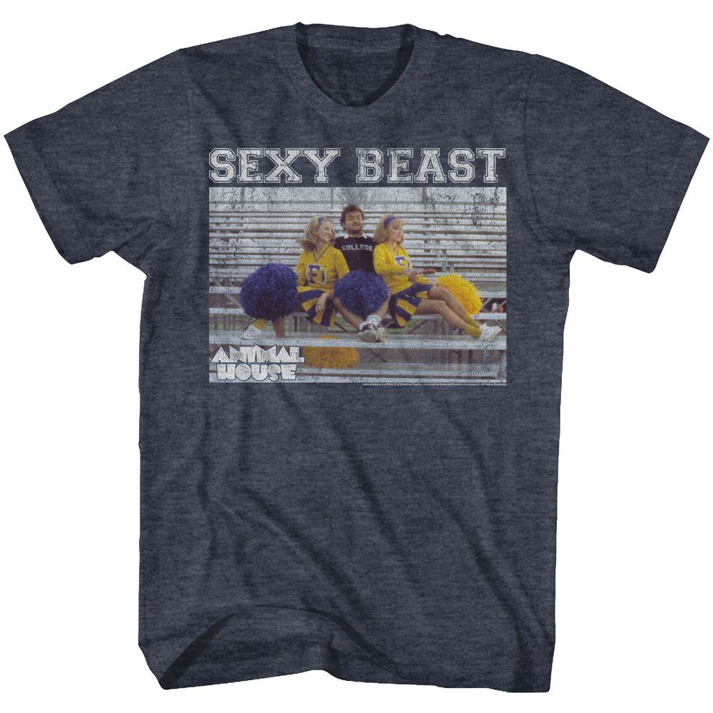 ANIMAL HOUSE-SEXY BEAST-NAVY HEATHER ADULT S/S TSHIRT