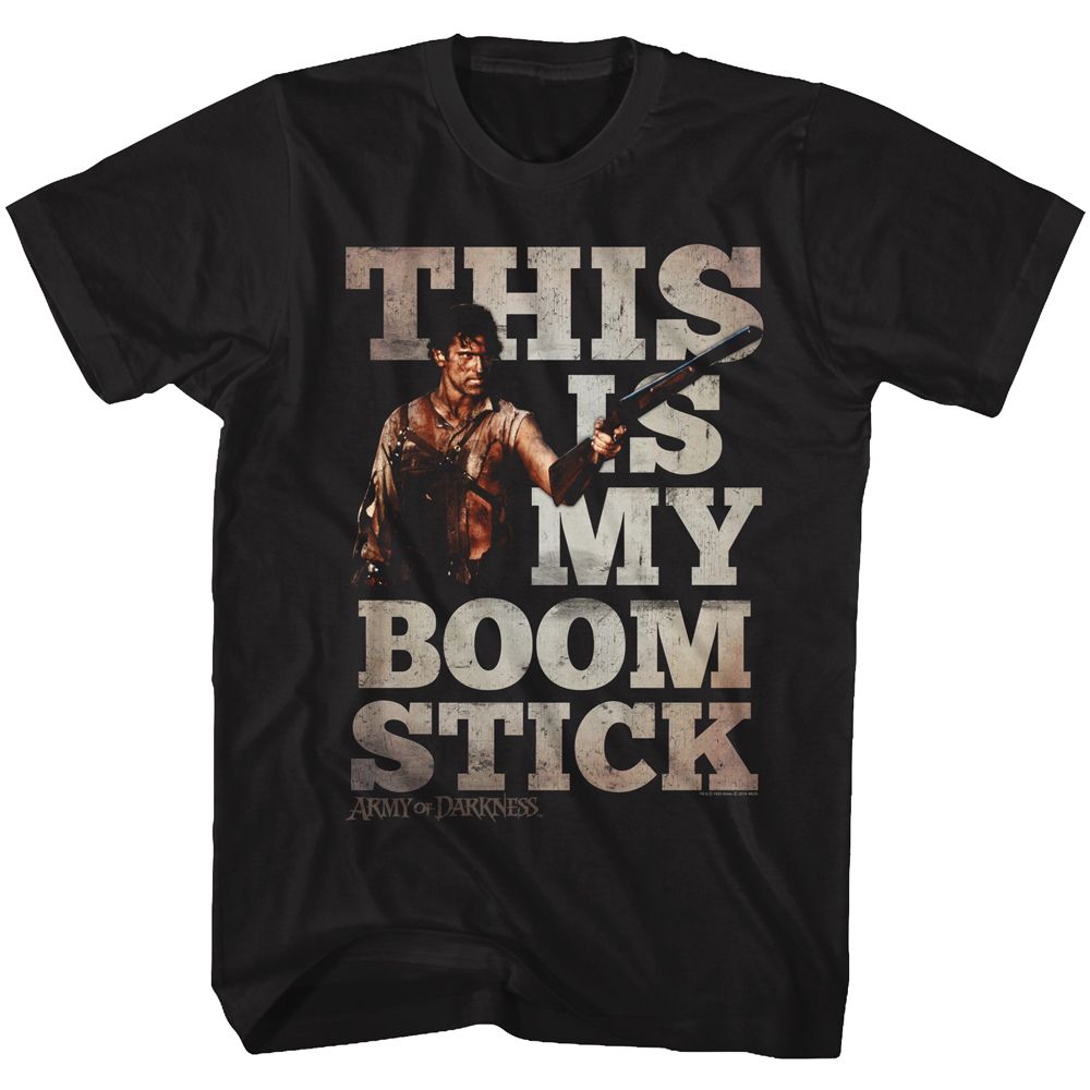 ARMY OF DARKNESS-MY BOOMSTICK-BLACK ADULT S/S TSHIRT