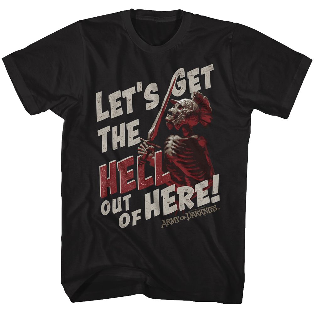 ARMY OF DARKNESS-OUT OF HERE-BLACK ADULT S/S TSHIRT