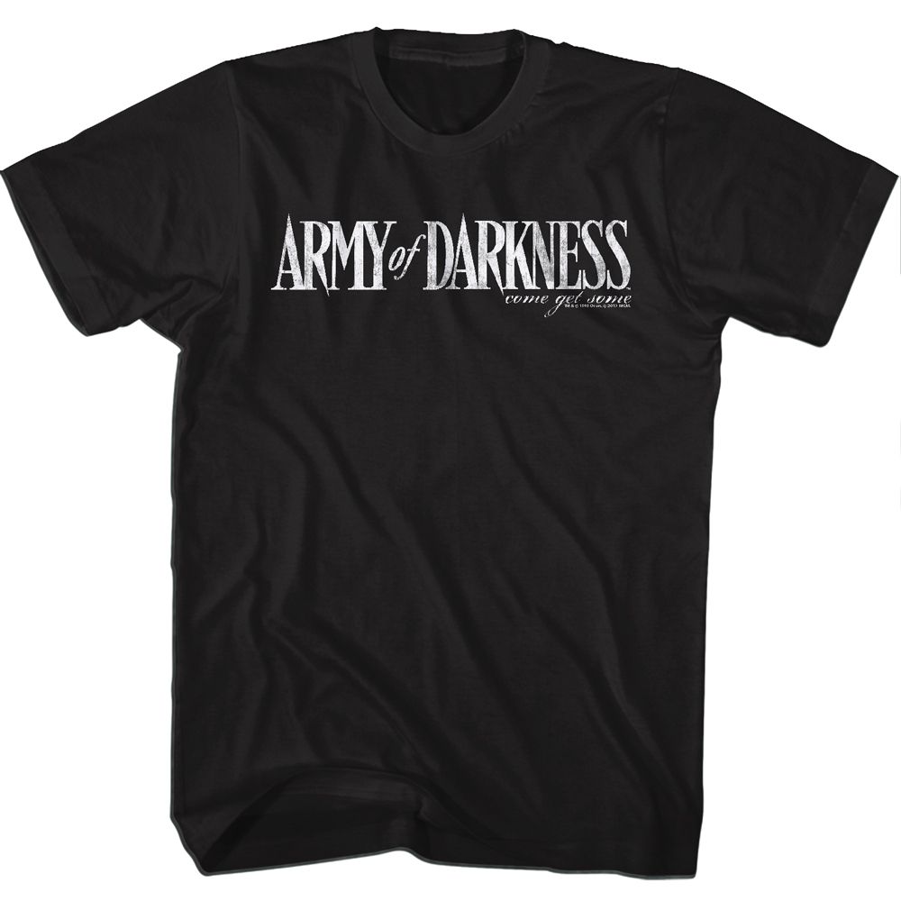 ARMY OF DARKNESS-DARKNESS WHITE LOGO-BLACK ADULT S/S TSHIRT