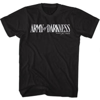 Thumbnail for ARMY OF DARKNESS-DARKNESS WHITE LOGO-BLACK ADULT S/S TSHIRT