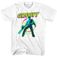 Thumbnail for ARMY OF DARKNESS-GROOVY-WHITE ADULT S/S TSHIRT