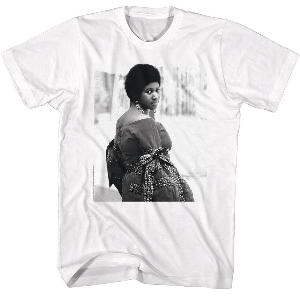 ARETHA FRANKLIN-ARETHA BW-WHITE ADULT S/S TSHIRT