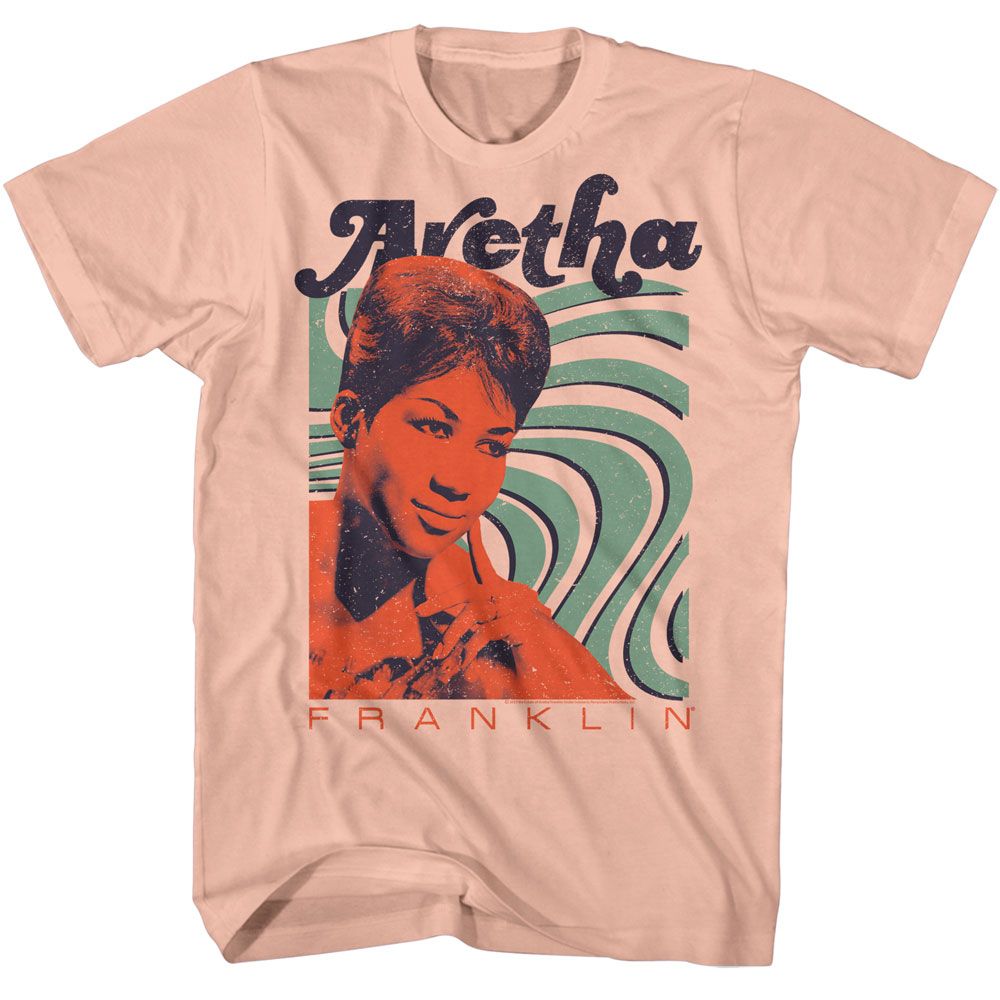 ARETHA FRANKLIN-ARETHA FRANKLIN WAVES-PEACH ADULT S/S TSHIRT