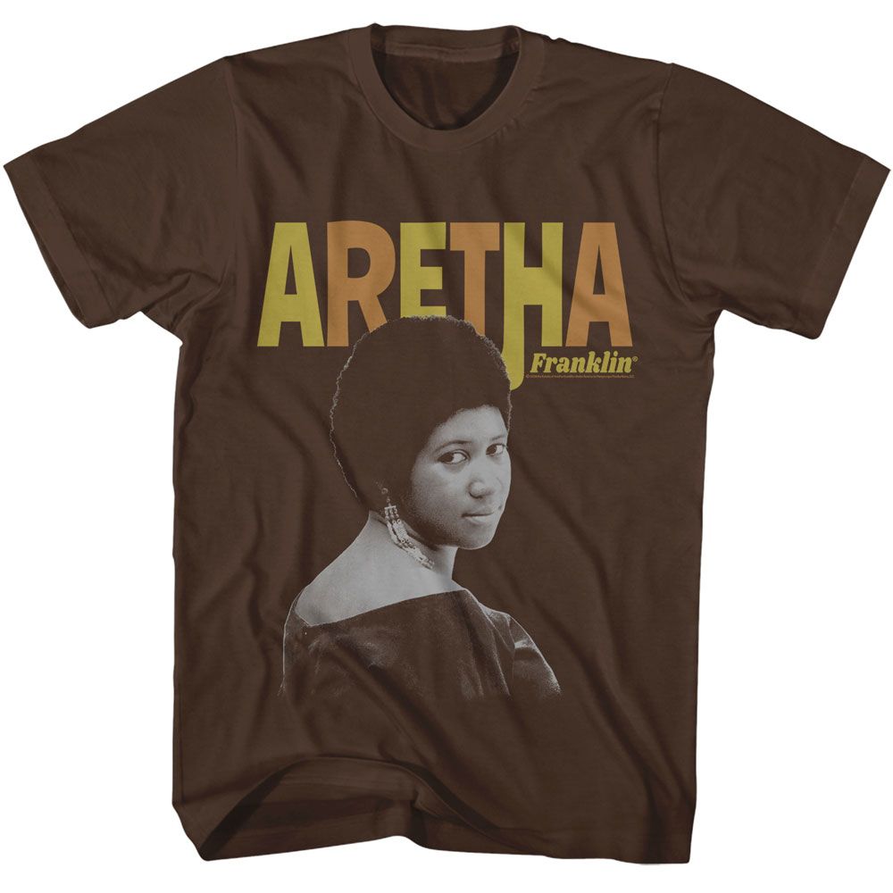 ARETHA-ARETHA FRANKLIN RETRO-DARK CHOCOLATE ADULT S/S TSHIRT