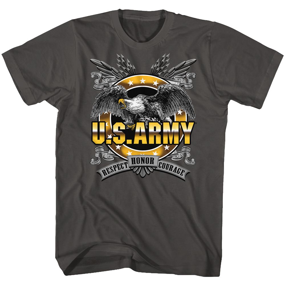 ARMY-HONOR RESPECT COURAGE-SMOKE ADULT S/S TSHIRT