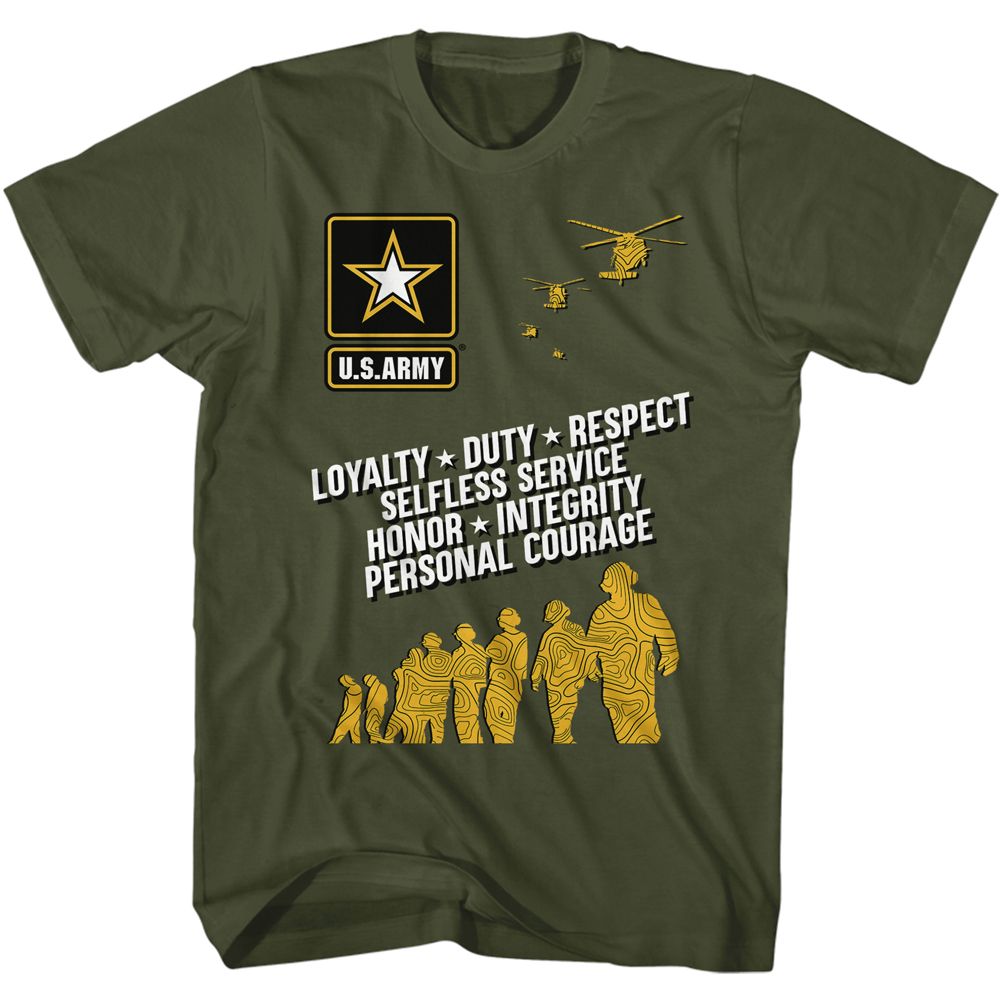 ARMY-VALUES-MILITARY GREEN ADULT S/S TSHIRT