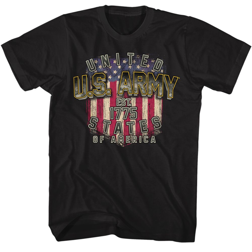 ARMY-ARMY US ARMY AND FLAG-BLACK ADULT S/S TSHIRT