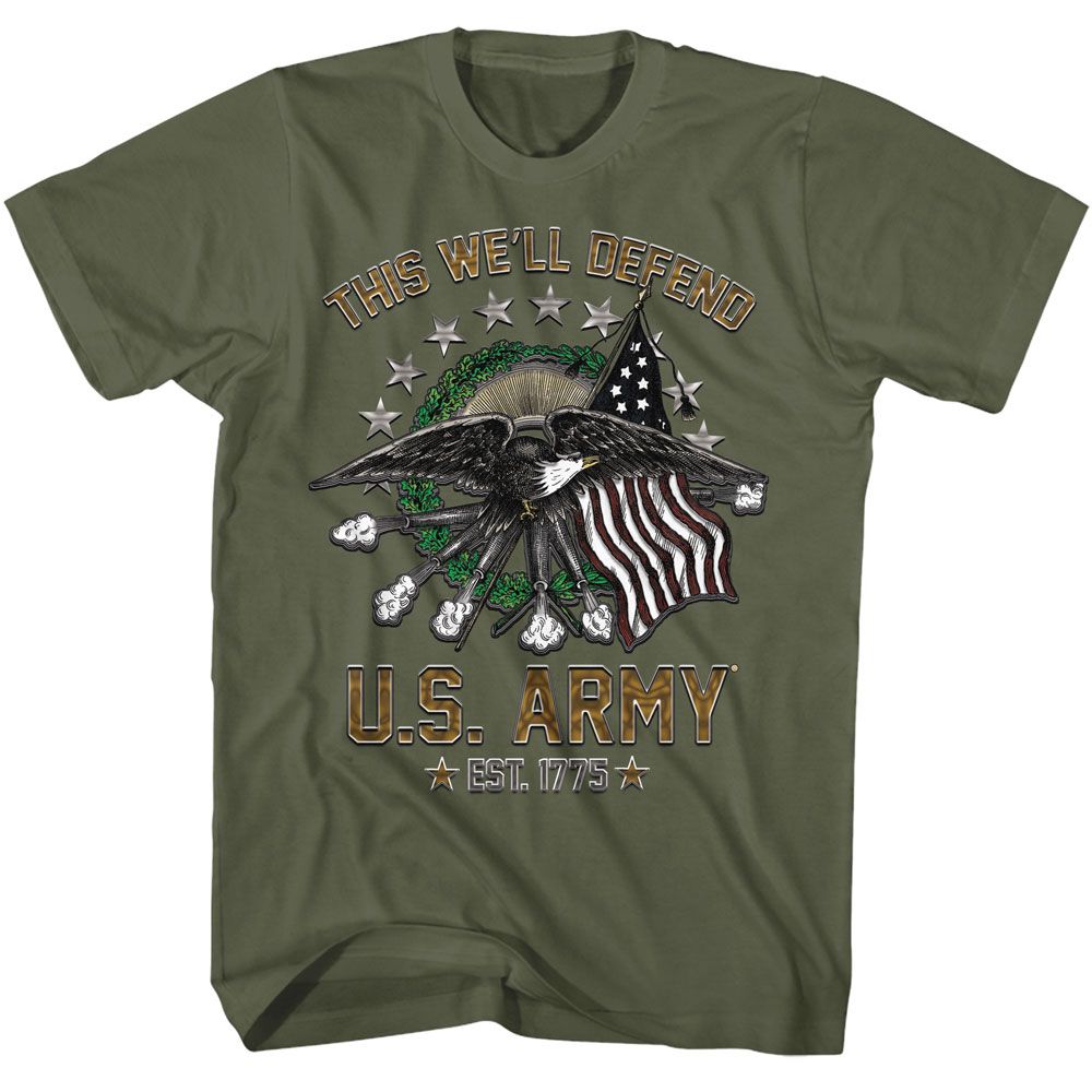 ARMY-ARMY THIS WE WILL DEFEND-MILITARY GREEN ADULT S/S TSHIRT