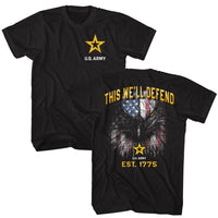 Thumbnail for ARMY-ARMY WELL DEFEND FRONT AND BACK-BLACK ADULT S/S TSHIRT