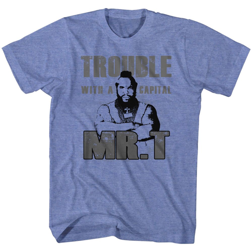 MR T-TROUBLE-LIGHT BLUE HEATHER ADULT S/S TSHIRT