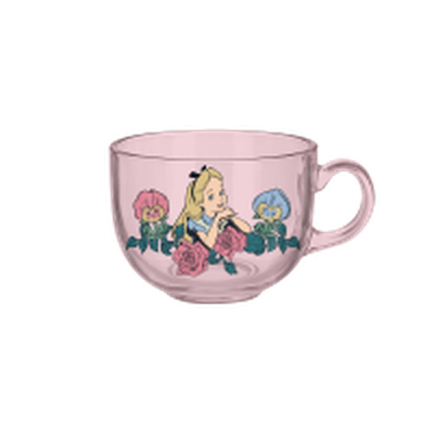 Alice in Wonderland Framed Flowers  16oz Glass Coffee Mug – 24 pc ppk ($4.50 each)