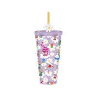 Thumbnail for Alice in Wonderland Wild Flower Toss 24oz Plastic Cold Cup w/ Lid and Topper Straw – 12 pc ppk ($6.50 each)