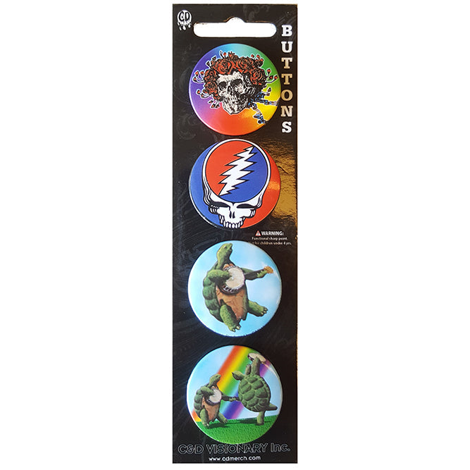 Grateful Dead 4 Piece Button Set - 6 pc prepack