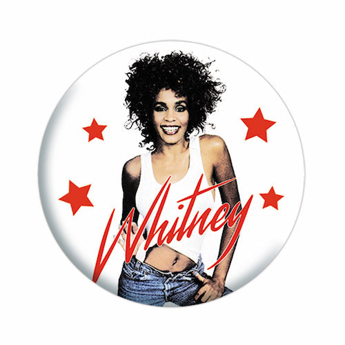 Whitney Houston Denim Pose 1.25" Button - 6 pc prepack