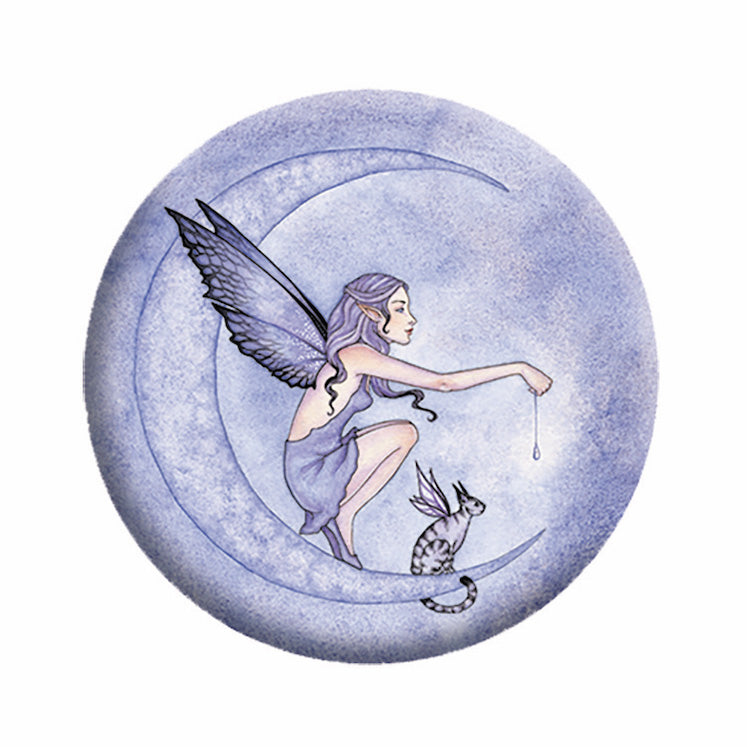 Amy Brown Moon Fairy and Cat 1.25" Button  - 6 pc prepack