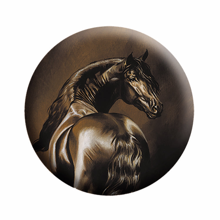 Heather Edwards Chocolate Horse 1.25" Button - 6 pc prepack